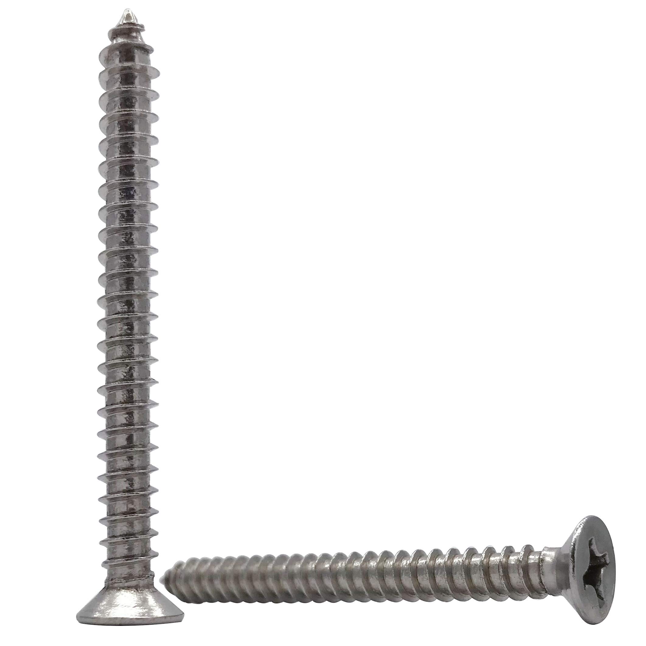 6 x 60mm Screw, Flat Head, Phillips Slot, 304 Stainless Steel Self Tapping Wood Drywall Screws 25Pcs