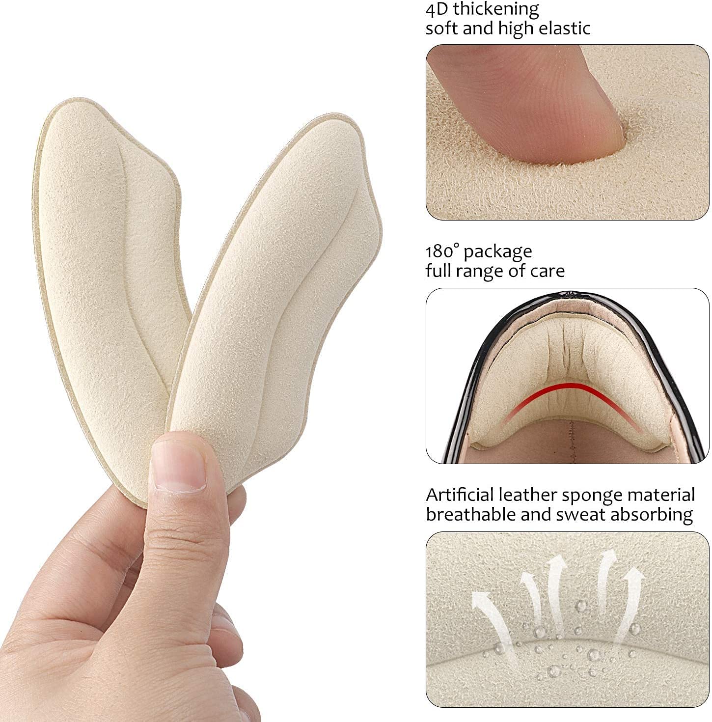 Heel Grips Liner Cushions Inserts for Loose Shoes, Heel Pads Snugs for Shoe Too Big Men Women, Filler Improved Shoe Fit and Comfort, Prevent Heel Slip and Blister (Pale Apricot+Black(6 Pairs))