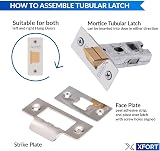XFORT Tubular Latch Polished Chrome 65mm 2 Pack Internal Doors view 4
