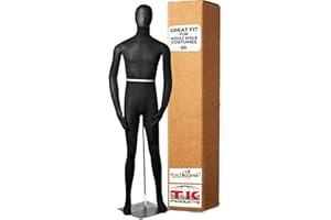 Full Body Male Mannequin by Voicebooster Speak Out - Flexible, Bendable, Poseable Standing Mannequin with Adjustable Arms - Soft Black Foam Dress Form for Costumes, Clothing Display, Sewing