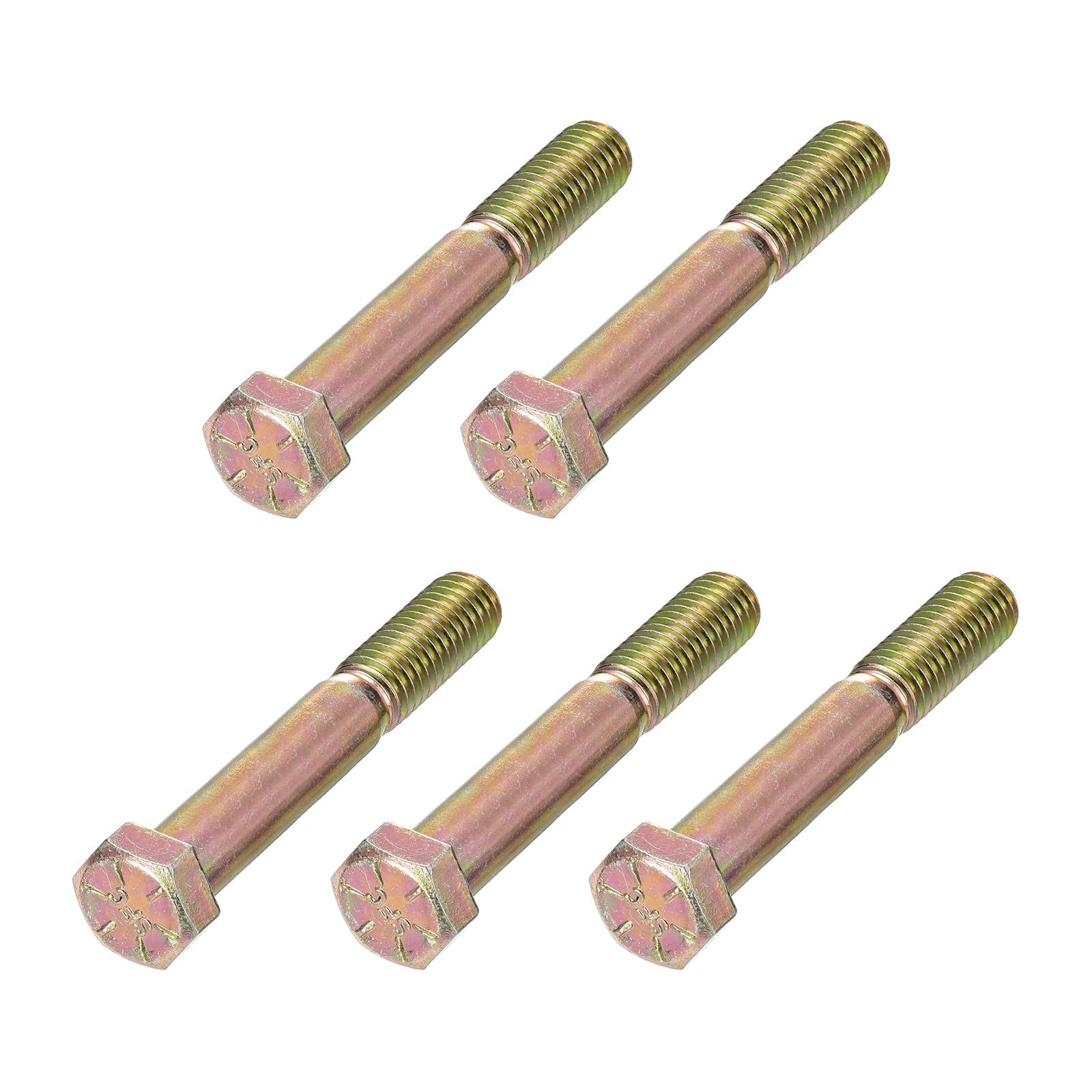 METALLIXITY Hex Bolts (7/16-14x4") 5Pcs, Carbon Steel Zinc Plated Partial Threaded, Coarse Thread UNC Hex Head Screw Bolt - for Furniture Repair, Yellow โ image 1