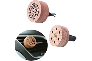 FEISHIONG 2 Pcs Wooden Car Diffusers for Essential Oils, Aromatherapy Vent Clip with 5 Volcanic Rock, Portable 2-in-1 Air Fre