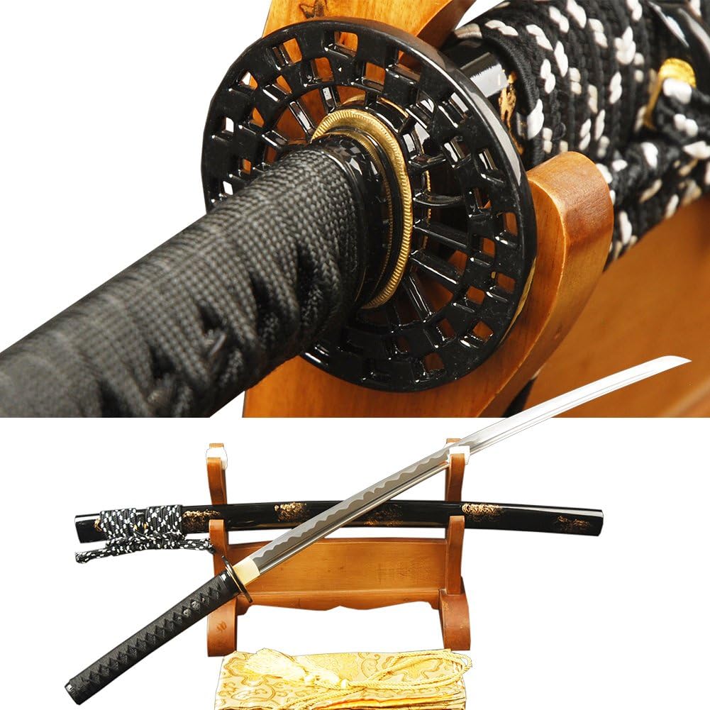 YJ COOL Battle Ready Japanese Samurai Katana Sword 1095 Carbon Steel Full Tang Real Sharp Blade