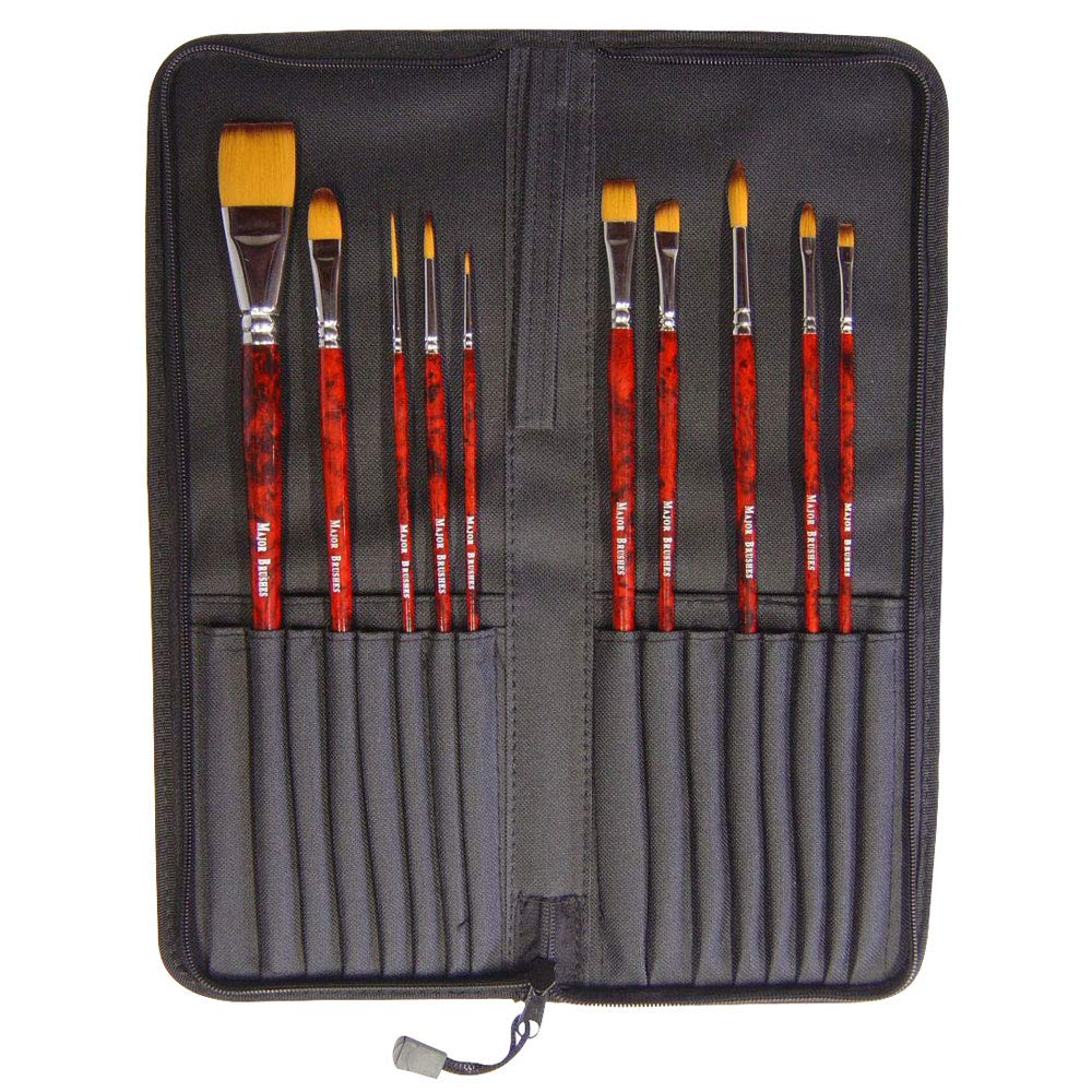 Major Brushes Artist's Choice Acrylic Set of 10 with Case