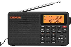 RADIWOW XHDATA D109 Portable Shortwave Radio Battery Operated AM FM SW LW World Band Radio DSP Good Reception with Great Sound Mp3 Speaker Wireless BT Alarm Clock Sleep Function TF Card Support