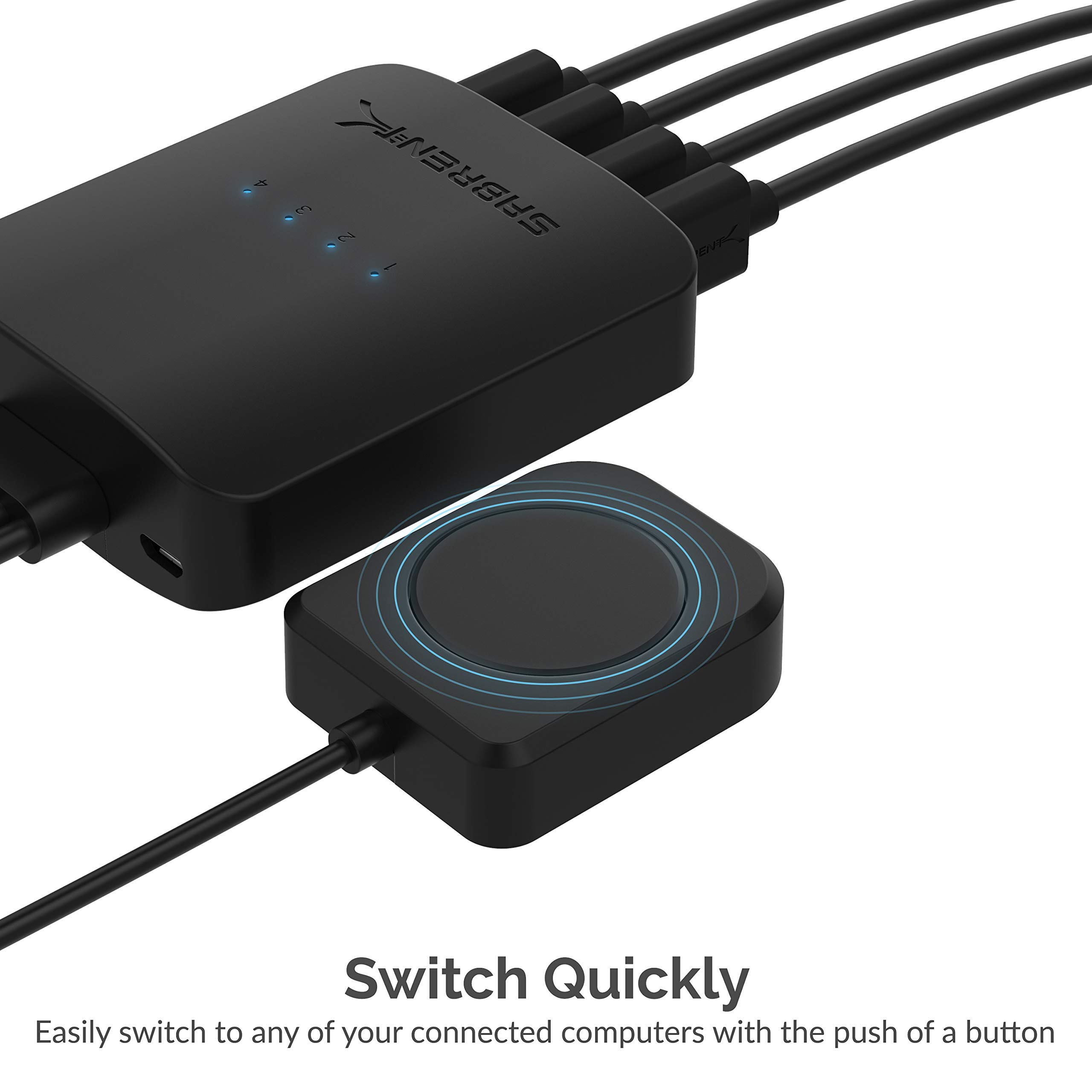 SABRENT USB 2.0 Sharing Switch up to 4 Computers and Peripherals LED Device Indicators (USB-USS4) Black