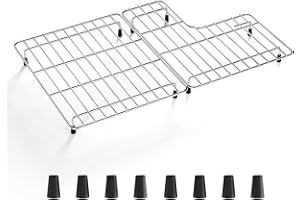 jkxoo 14.5" x 23.2" Stainless Steel Sink Protectors for Kitchen Sink for Kohler Whitehaven K-6486 &K-6487, Includes Left and Right Racks, Sink Grid for Bottom of Kitchen Sink with Rubber Feet