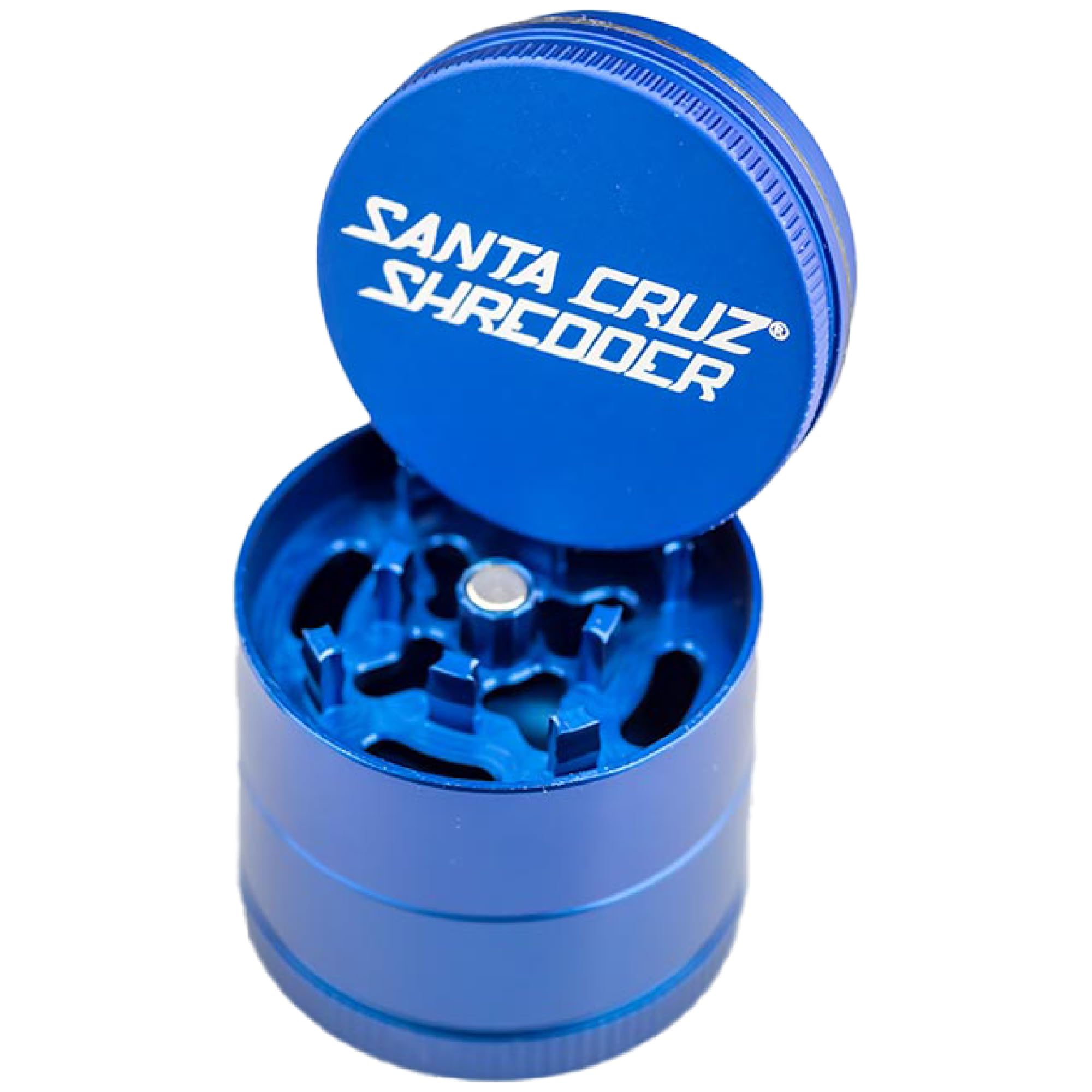 Santa Cruz Shredder Metal Herb Grinder Knurled Top for Stronger Grip 3 Piece Small 1.7" (Blue)