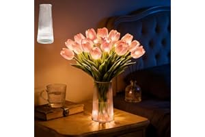 15 PCS Radiant Romantic Tulip Light with a Vase, Twinkling Tulips Tree, LED Artificial Flowers Ambient Night Lamp, Gentle Lig