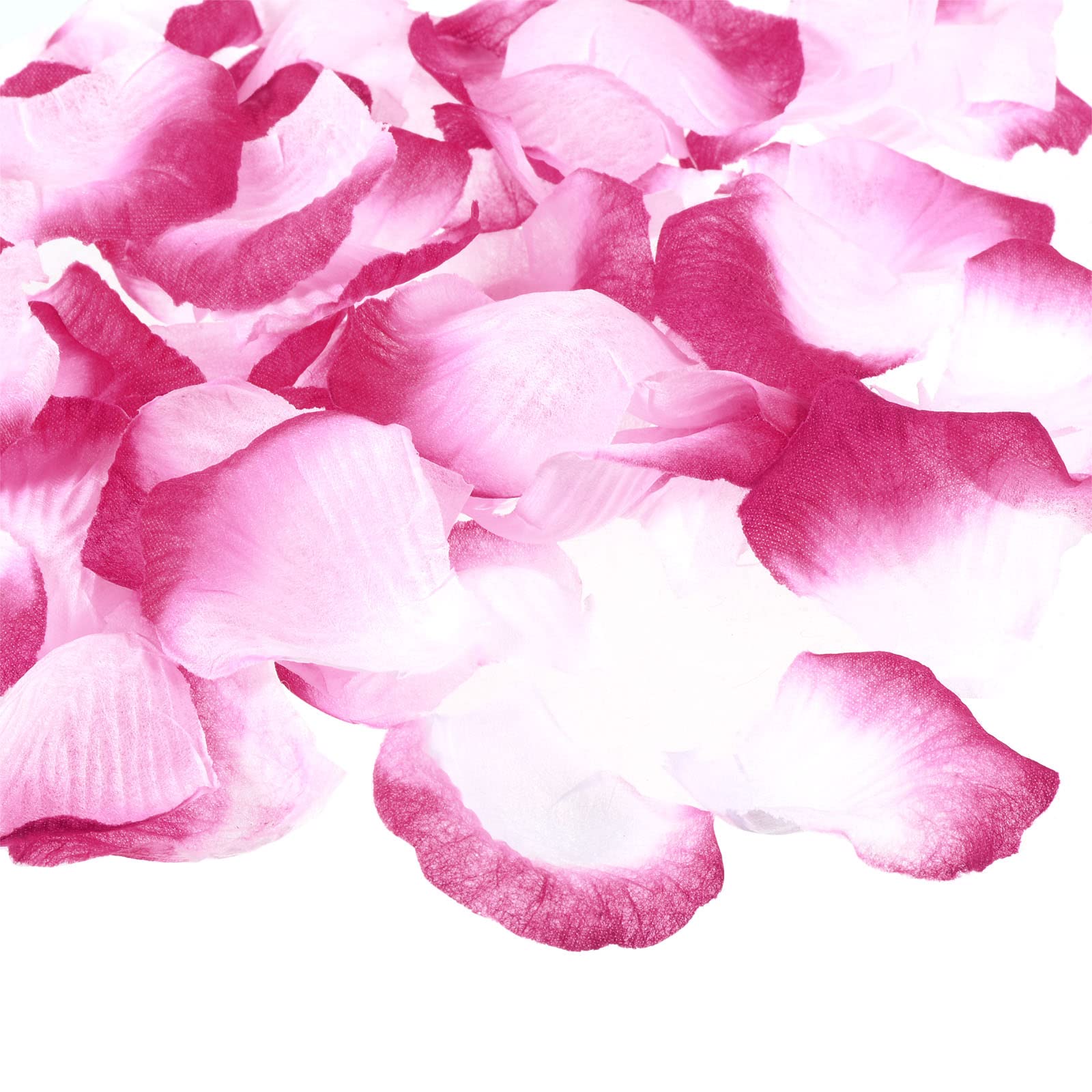 PATIKIL Artificial Rose Petals, 1200Pcs Fake Flowers Silk Petal Decoration Supplies for Romantic Night Wedding Party Event Decor, Fuchsia White
