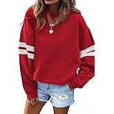 Deer Lady Striped Oversized Sweatshirt for Women Pullover Long Sleeve Sweatshirt Crewneck Sweat Tops 2025 Fall Fashion Outfit