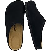 CUSHIONAIRE Lute Genuine Suede Leather Clogs for Women Indoor and Outdoor – Comfortable Slip On Womens Clogs with Cushioned Footbed