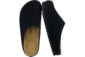 CUSHIONAIRE Lute Genuine Suede Leather Clogs for Women Indoor and Outdoor – Comfortable Slip On Womens Clogs with Cushioned Footbed