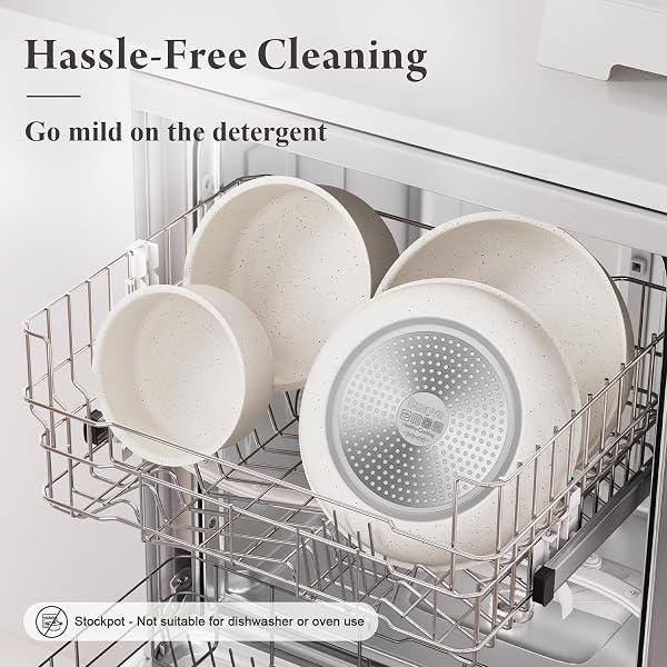 BAZOVA 22-PIECE POTS AND PANS SET NON STICK WITH REMOVABLE HANDLES, CERAMIC COOKWARE SET, LARGE-CAPACITY & NON TOXIC, INDUCTION & RV COMPATIBLE, DISHWASHER SAFE, PFAS/PTFE/PFOA FREE, WHITE