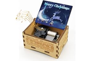 Sooharic Christmas Music Box, 18 Note Wind-up Mechanism Wooden Christmas Music Box Xmas Gift…
