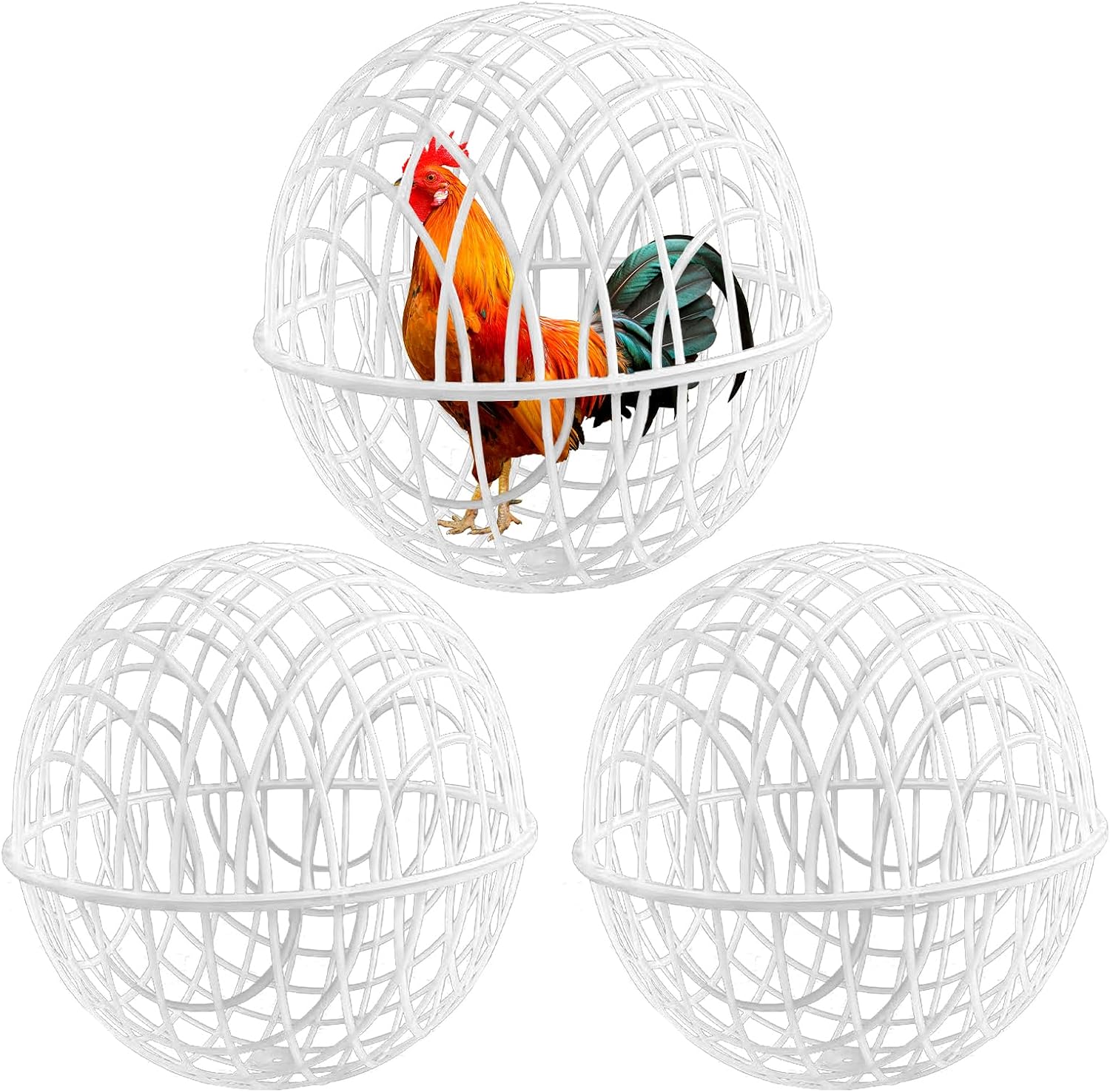 3 Pieces Movable Chicken Coop Ball, Rolling Chicken Coop Balls, Safe Walking Net, Poultry Care Supplies, Orb Ball Cage for Pigeons, Rabbits, Ducks, Vegetable Protection