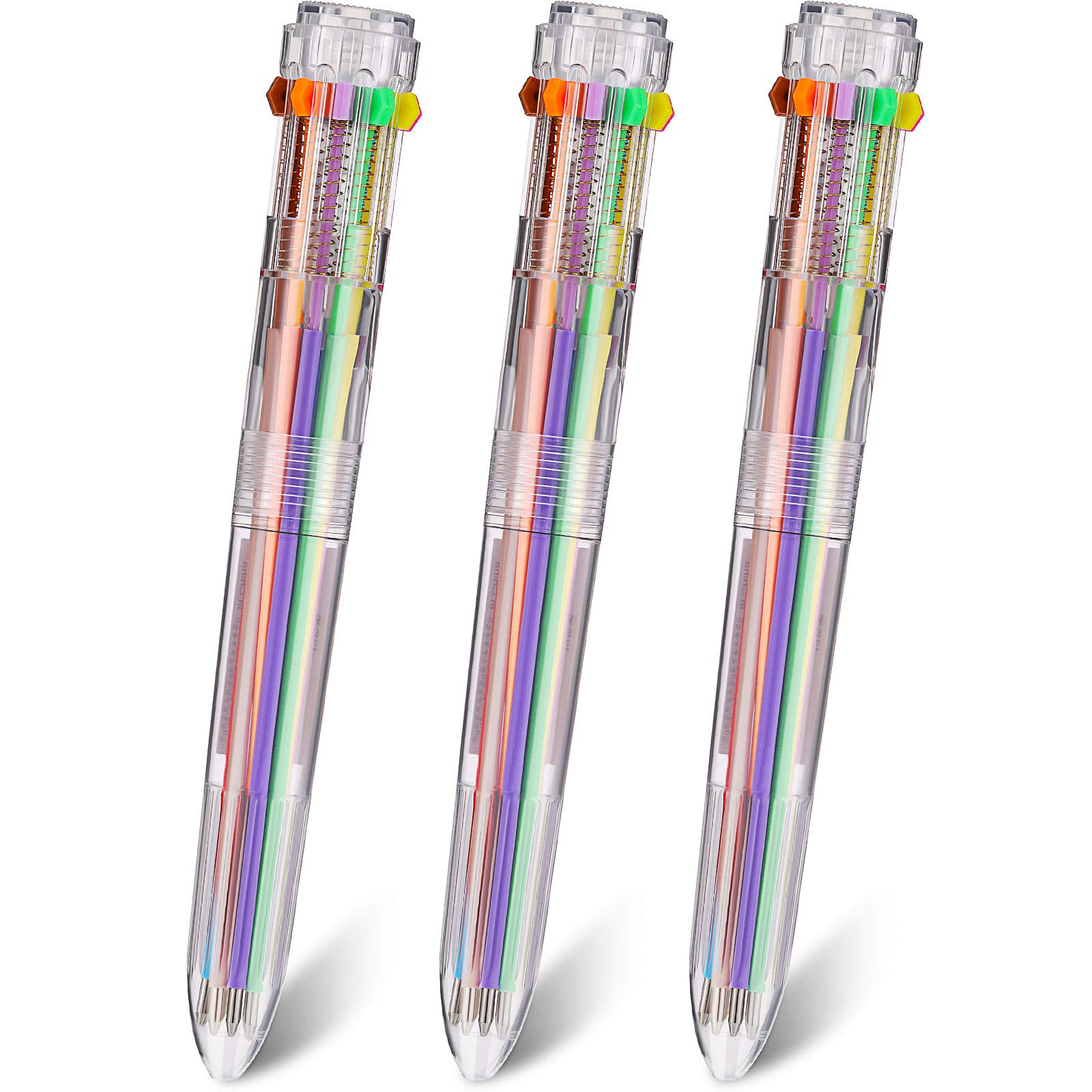 Photo 1 of Zonon 3 Pieces 10 In 1 Multicolor Ballpoint Pens Retractable 0.7mm Transparent Barrel Ballpoint Pen for Office School Supplies Students Children Gift