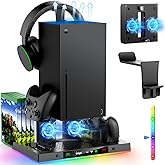 Upgraded RGB Cooling Fan Charging Station for Xbox Series X Console & Controller, Dual Charger Dock & Cooler System Stand wit