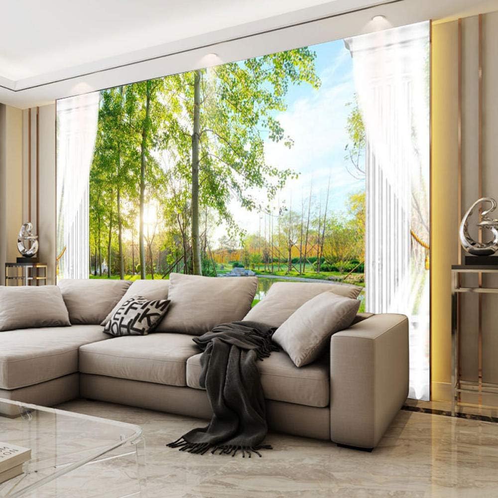 3D Mural Wallpaper Modern Simulation Sky Balcony Scenery 3D Wallpaper Bedroom Living Room Sofa TV Background Wallpaper Customizable Seamless Mural(350x245cm)