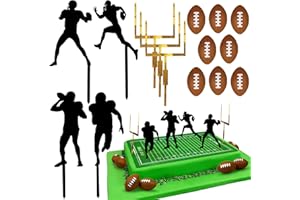 KEEPARTY 24 PCS Football Cake Decorations 8 PCS Cake Goal Post Topper 8 PCS Mini Football 8 PCS Rugby Ball Player Cake Toppers for Football Themed Birthday Party Favors Game Day Party Supplies