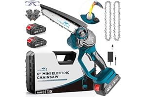 TVDUGIM Mini Chainsaw Cordless, 6 Inch Portable Electric Chainsaw With Automatic Chain Tensioning Device & Auto Oiler Small Handheld Chain Saws for Logging Tree Trimming (Battery included)