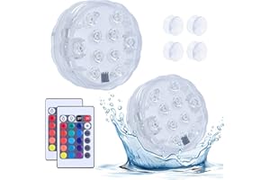 FuHigh Submersible Floating Pool Lights IP68 Waterproof with Remote,Suction Cups,16 Colors Changing Pool Lights for Above Ground Pools Party,Garden,Vase Base,Hot Tub,Camping(2-Pack