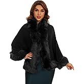 FlyGulls Women Faux Fur Shawl Bridal Faux Fur Wraps for Evening Wedding Dresses Luxury Fur Cape for Wedding Evening Party