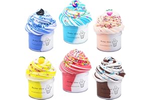 SBRBANNC 6Pack Dual Color Slime Toy - Butter Slime with Cake Charms Included,Super Soft & Non-Sticky,Educational Stress Relief Toy,Birthday Gifts for Girl and Boys.