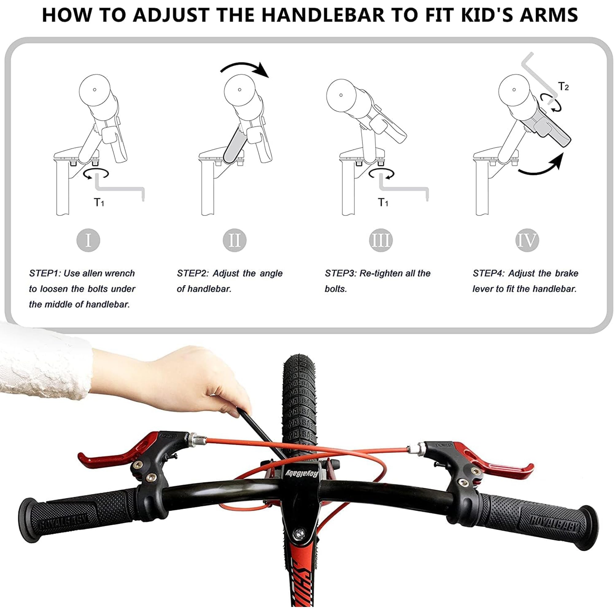 RoyalBaby Space Kids Bike 14 16 18 Inch Mg Aluminium Alloy Boys Girls Bicycle Ages 3-9 Years Disc Brakes Dual Handle Brakes Training Wheel Options