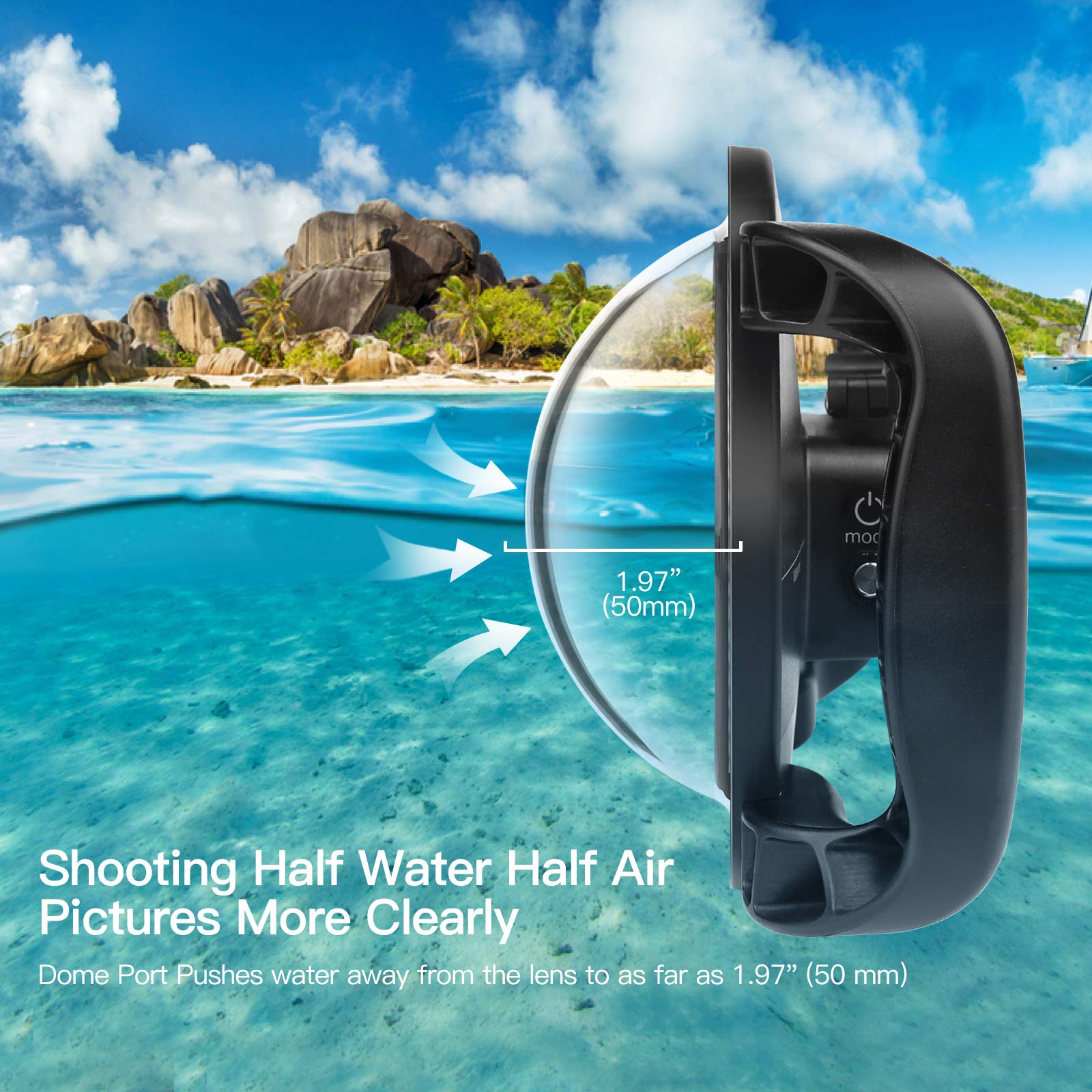 SHOOT Dome Port for GoPro Hero 13/12/11/10/9 Black - Upgraded Coating Film for Anti-Scratch, Dual Handle Stabilizer Floating Grip, Overall Waterproof Case - Shoot Over Underwater Photos/Videos