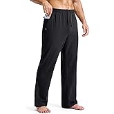 Soothfeel Men's Cotton Sweatpants with Zipper Pockets Open Bottom Yoga Pants Straight Leg Casual Athletic Lounge Sweat Pants