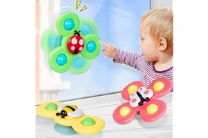 NARRIO Airplane Travel Toys for Toddlers 1-3: Suction Cup Spinner Toys for 1 Year Old Boy Girl Birthday Gift - Sensory Spinning Baby Bath Toys 6-12-18 Months