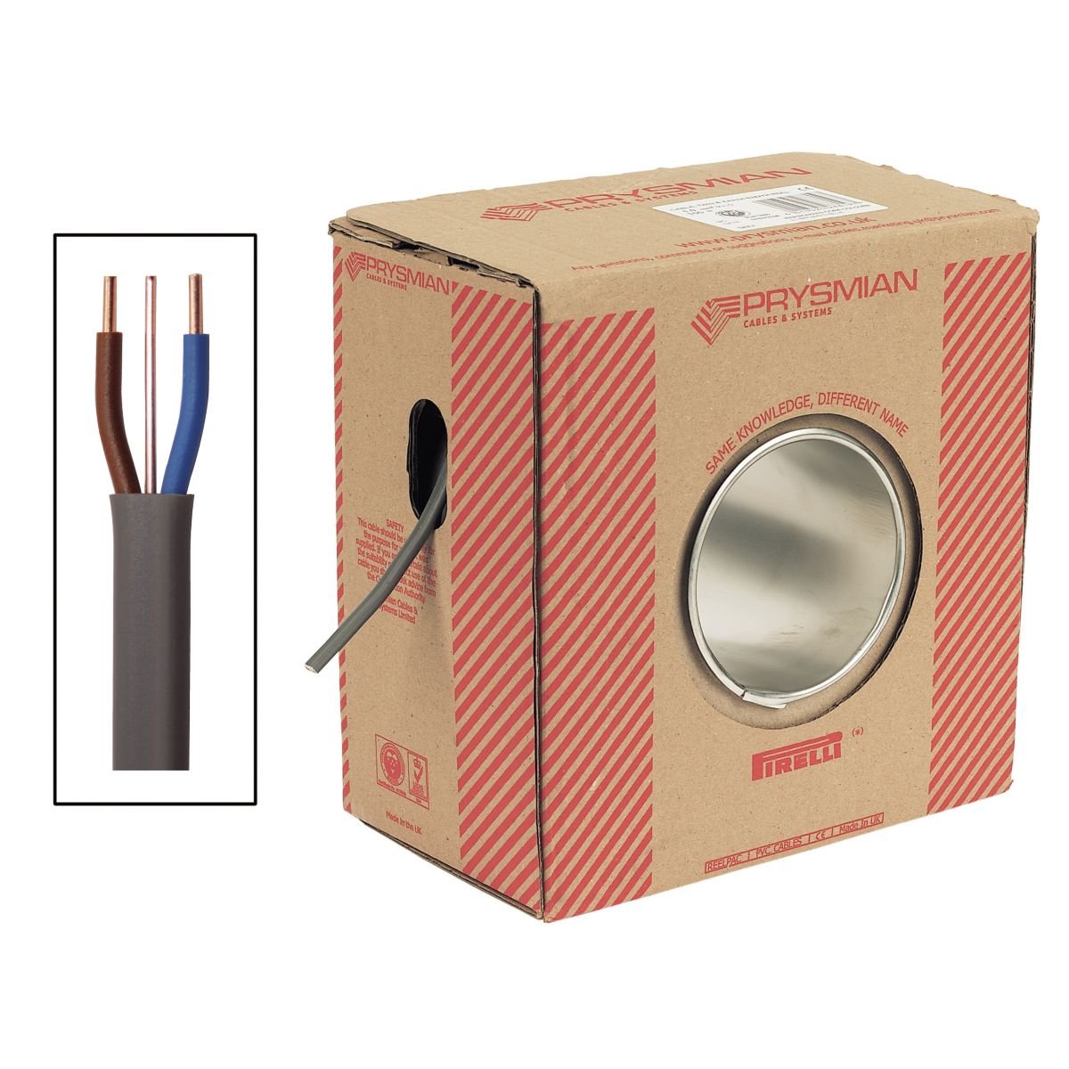 Prysmian 6242Y Twin & Earth Cable 2.5mm2 x 50m Grey
