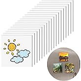 Geyoga 48 Pcs Mini Magnetic Canvases for Painting Square Canvas 2.56 x 2.56 Inches Mini Magnet Tiles Paint Stretched Cotton Art Panels Blank White Canvas Boards for Fridge Oil Watercolor Art and Craft