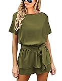 Utyful Women's Casual Short Sleeve Belted Keyhole