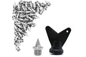 QPEY 42 Pieces Steel Spikes Track Shoe Spikes,1/4 Inch Shoe Spikes Replacement with Spike Wrench for Sports Running Track and Cross Country (Silver)