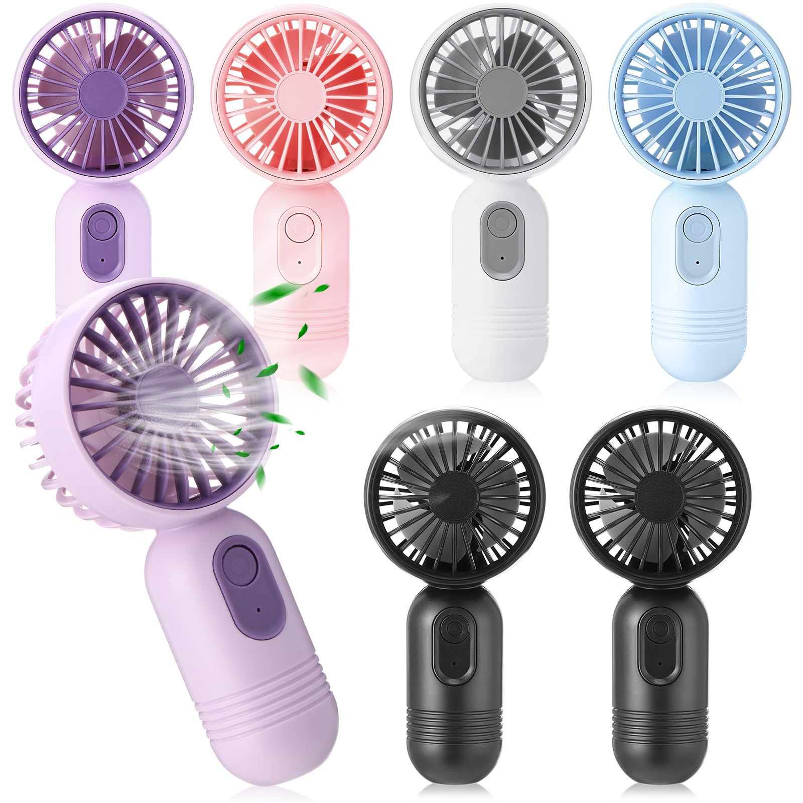 Photo 1 of Rossesay Mini Portable Fan Bulk Cute Handheld Lightweight Small Little Personal Hand Eyelash Fan 3 Speeds USB Rechargeable for Women Men Indoor Outdoor Makeup Travel Camping(Multicolor,6 Pcs)