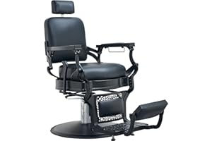 Lilfurni Vintage Barber Chair for Hairdressers Heavy Tattoo Shampoo Beauty Salon Equipment(Black Square)