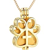 XSMZB Pet Paw Print Cremation Jewelry for Ashes Urn Pendant Keepsake Memorial Urn Necklace for Pet's Cat Dog's Ashes for Men Women