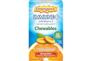 Emergen-C Immune+ Chewables 1000mg Vitamin C with Vitamin D Tablet, Immune Support Dietary Supplement for Immunity, Orange Blast Flavor - 42 Count