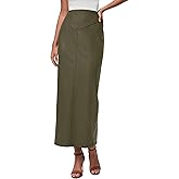 PRETTYGARDEN Long Skirts for Women 2026 Fall Fashion Clothing Faux Leather High Waist Dressy Casual Slit Pencil Maxi Skirt