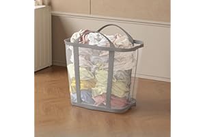 Foldable Mesh Laundry Basket with Handles Multi Functional Portable Storage Bag Space Saving Organizer for Clothes Home Trave