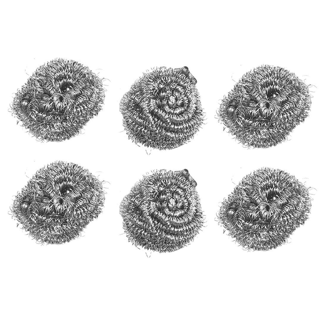 Sourcingmap Kitchen Pot Pan Stainless Steel Wire Cloth Scrubber 6 Pcs