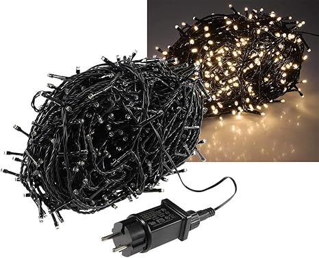 LED Lichterkette Aussen 60 Meter mit 600 LEDs Schwarzes Kabel