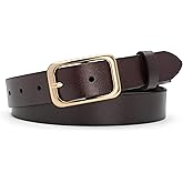 Alphyly Neries Genuine Leather Belt for Women, Women’s Fashion Belt for Jeans Dresses - 1.3” Wide with Gold Buckle