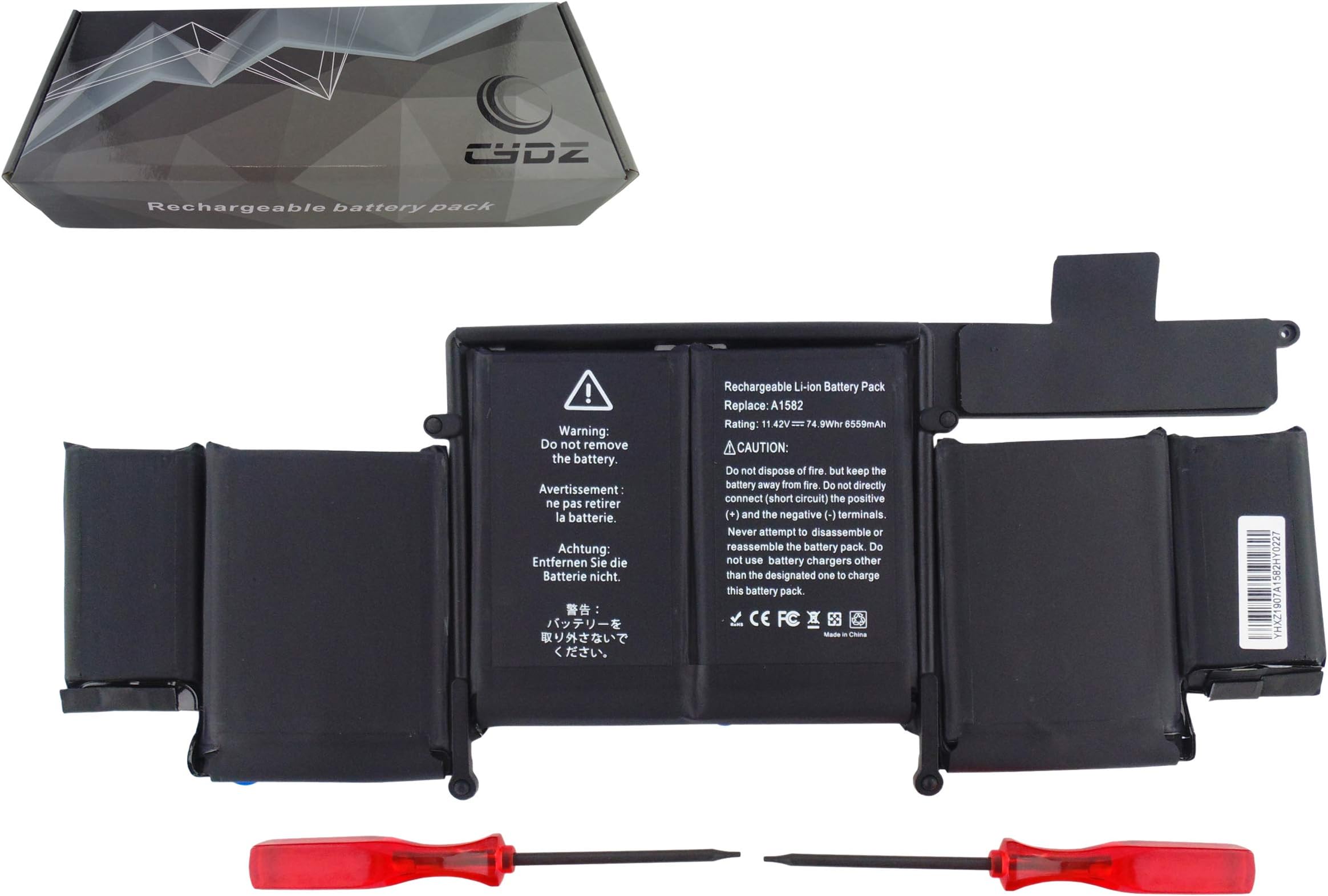 LIDUO A1582 Battery for MacBook Pro 13" Retina A1502 (2015 Version) + 2 Screwdrivers + 18 Months Warranty