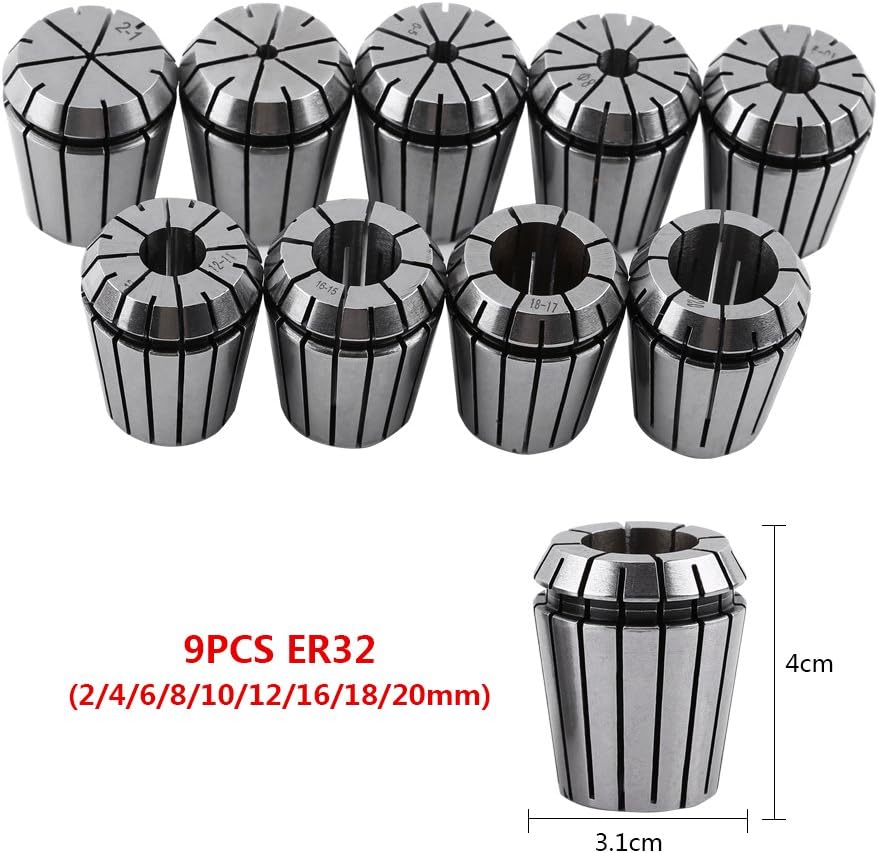 9pcs ER32 High Precision Collet Set for CNC Engraving Machine and Milling Lathe Tool 2-20mm - Image 3