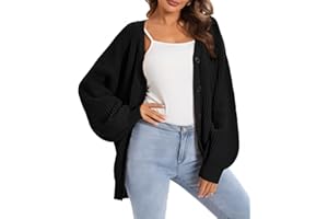 QUALFORT Cardigan Sweaters for Women 100% Cotton Button-Down Oversized Knit Outerwear Fall Tops for Women 2025