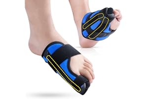 SYLONG Big Toe Splint for Women & Men, Broken Big Toe Support Brace for Fracture Fixation,Sports Sprains,Injuries, Adjustable Big Toe Protector with 2 Stainless Steel Plates for Day & Night - Left (Blue-Black)
