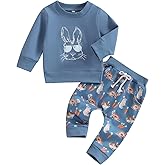 Toddler Baby Boys Girls Easter Outfit Crewneck Sweatshirt Bunny Top Carrot Rabbit Pants Sets Spring Summer Clothes